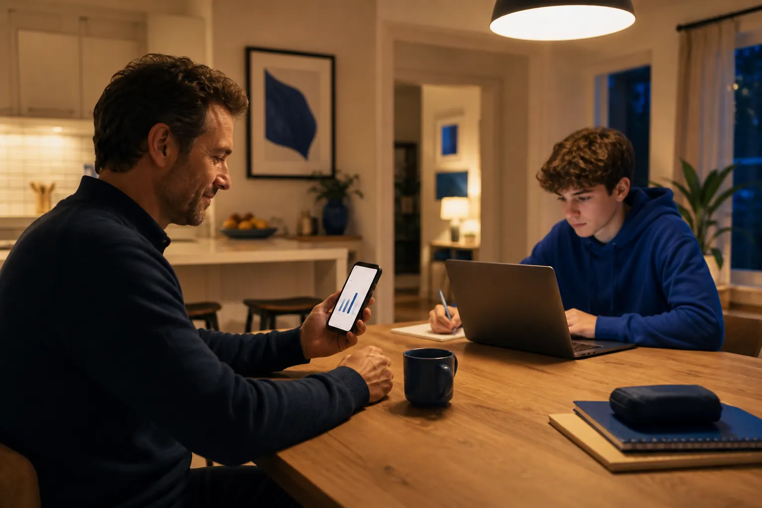 Famiglia che segue l’andamento dello studio